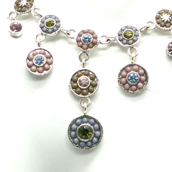 V (Laura Vann) Bezeled Multi-color Crystals & Beads Encased in Silver-tone - Picture 2 of 15